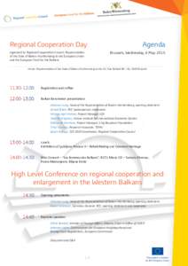 Regional Cooperation Day organized by Regional Cooperation Council, Representation of the State of Baden-Württemberg to the European Union and the European Fund for the Balkans  Agenda