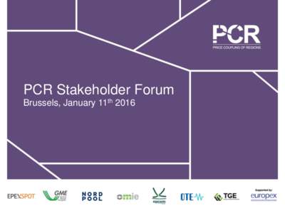 PCR Stakeholder Forum Brussels, January 11th 2016 PCR Stakeholder Forum January 11, 2016