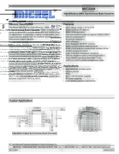 MIC2204  Micrel, Inc. MIC2204 High-Efficiency 2MHz Synchronous Buck Converter