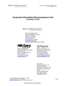 ! Corporate Information Reconnaissance Cell Hunton & Williams, LLP Corporate Information Reconnaissance Cell November 3, 2010