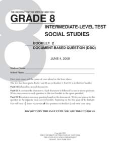 8  THE UNIVERSITY OF THE STATE OF NEW YORK GRADE 8 INTERMEDIATE-LEVEL TEST