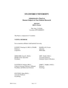 STANFORD UNIVERSITY Administrative Panel on Human Subjects in Non-Medical ResearchIRB #2: Roster Palo Alto, CA 94304