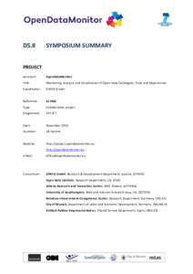 D5.8  SYMPOSIUM SUMMARY PROJECT Acronym: