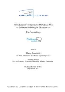 Position Paper: Software Modelling Education