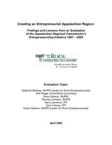 Microsoft Word - ARC Entrepreneurship Initiative Evaluation Final Report[removed]