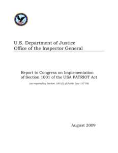 Report to Congress on Implementation of Section 1001 of the USA PATRIOT Act