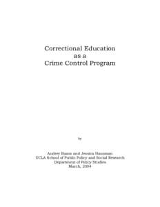 Correctional Education as a Crime Control Program by