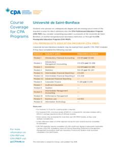 Course Course Coverage Coverage for CPA for CPA