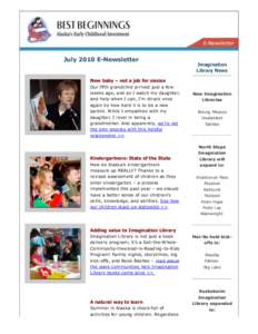 July 2010 E-Newsletter  Imagination Library News  New baby – not a job for sissies