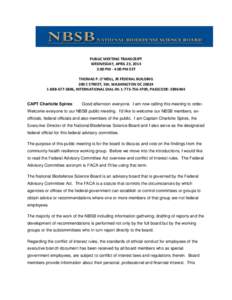 National Biodefense Science Board (NBSB) Public Meeting Transcript[removed]