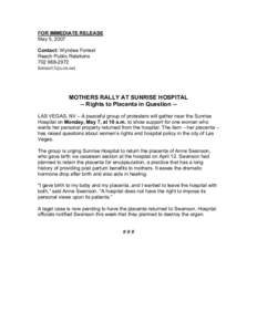 FOR IMMEDIATE RELEASE May 5, 2007 Contact: Wyndee Forrest Reach Public Relations 