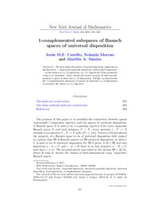 New York Journal of Mathematics New York J. Math–complemented subspaces of Banach spaces of universal disposition Jes´