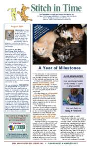 Stitch in Time The Newsletter of Spay and Neuter Solutions, Inc. P.O. Box 762, Cortaro, AZPhone: (Email:  Website: www.spayandneutersolutions.org