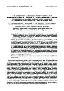ACTA ICHTHYOLOGICA ET PISCATORIA[removed]): 75–84  DOI: [removed]AIP2014[removed]RAPID REPRODUCTIVE ANALYSIS AND LENGTH–WEIGHT RELATION FOR RED-BELLIED FUSILIER, CAESIO CUNING, AND LONGFIN EMPEROR, LETHRINUS
