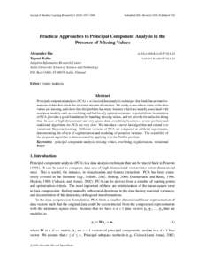 Journal of Machine Learning Research2000  Submitted 6/08; Revised 11/09; Published 7/10 Practical Approaches to Principal Component Analysis in the Presence of Missing Values