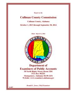 Report on the  Cullman County Commission Cullman County, Alabama October 1, 2013 through September 30, 2014