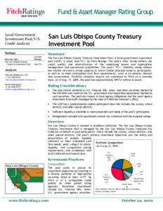 Fund & Asset Manager Rating Group Local Government Investment Pool/U.S. Credit Analysis  San Luis Obispo County Treasury