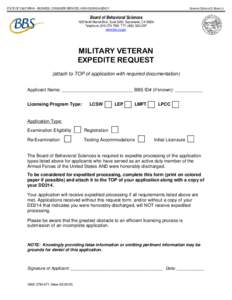 BBS Military Veteran Expedite Request