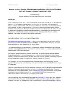 EALRGA Newsletter  No. 65 (January[removed]A report on visits to major Chinese research collections in the United Kingdom, Paris and Singapore, August – September, 2014