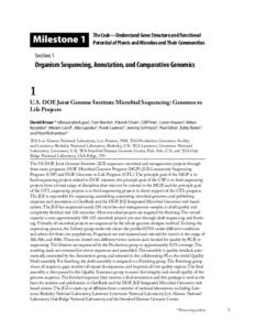 Milestone 1  The Code—Understand Gene Structure and Functional Potential of Plants and Microbes and Their Communities  Section 1