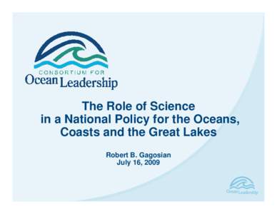 National Ocean Policy - Role of Science