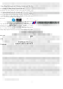 Hong Kong Exchanges and Clearing Limited and The Stock Exchange of Hong Kong Limited take no responsibility for the contents of this joint announcement, make no representation as to its accuracy or completeness and expre
