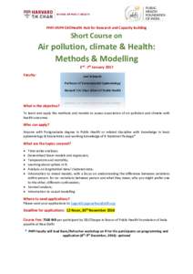 PHFI-HSPH GEOHealth Hub for Research and Capacity Building  Short Course on Air pollution, climate & Health: Methods & Modelling