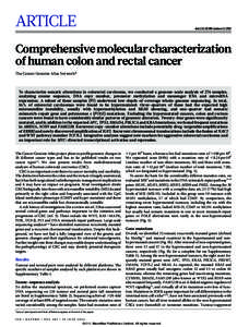 ARTICLE  doi:[removed]nature11252 Comprehensive molecular characterization of human colon and rectal cancer