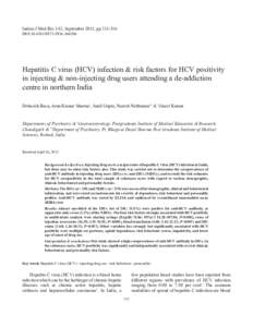 Indian J Med Res 142, September 2015, ppDOI:Hepatitis C virus (HCV) infection & risk factors for HCV positivity in injecting & non-injecting drug users attending a de-addiction centre in