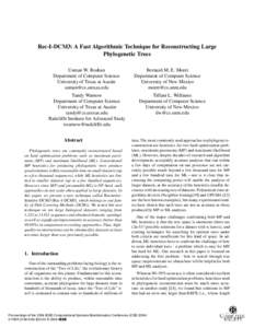 Rec-I-DCM3: A Fast Algorithmic Technique for Reconstructing Large Phylogenetic Trees Usman W. Roshan Department of Computer Science University of Texas at Austin 