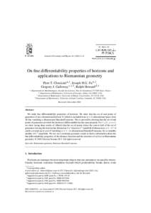 Journal of Geometry and Physics–12  On fine differentiability properties of horizons and applications to Riemannian geometry Piotr T. Chru´sciel a,1 , Joseph H.G. Fu b,2 , Gregory J. Galloway c,∗,3 , Ral
