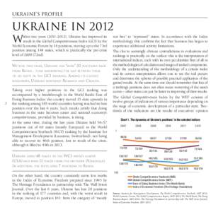 UKRAINE’S PROFILE  Ukraine in 2012 W  ithin two years), Ukraine has improved its