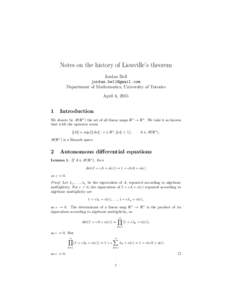 Notes on the history of Liouville’s theorem Jordan Bell  Department of Mathematics, University of Toronto April 6, 2015