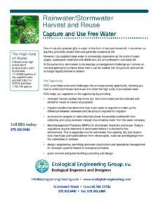 Rainwater/Stormwater Harvest and Reuse The High Cost of Water A Boston area high