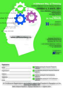 A Different Way of Thinking  forming a National Voice for Asperger Syndrome October 4, 5 and 6, 2011