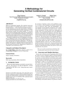 A Methodology for Generating Verified Combinatorial Circuits ∗  Oleg Kiselyov