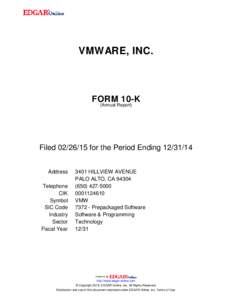 VMWARE, INC.  FORM 10-K (Annual Report)