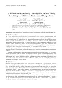 Genome Informatics 11: 295–A Method for Predicting Transcription Factors Using Local Regions of Biased Amino Acid Composition