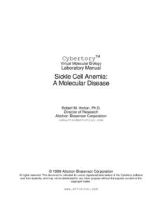 CybertoryTM Virtual Molecular Biology Laboratory Manual  Sickle Cell Anemia: