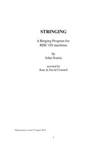 STRINGING A Ringing Program for RISC OS machines by John Norris assisted by