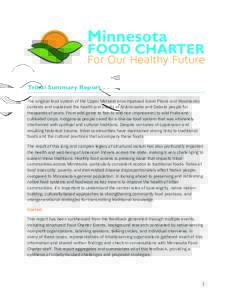Tribal Summary Report The original food system of the Upper Midwest encompassed Great Plains and Woodlands contexts and sustained the health and vitality of Anishinaabe and Dakota people for thousands of years. From wild