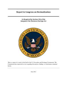 Report to Congress on Decimalization