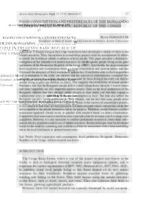 African Study Monographs, Suppl. 51: 37–55, MarchFOOD CONSUMPTION AND PREFERENCES OF THE BONGANDO PEOPLE IN THE DEMOCRATIC REPUBLIC OF THE CONGO