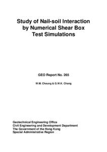 Table of Contents  Study of Nail-soil Interaction by Numerical Shear Box Test Simulations