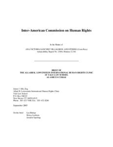 Inter-American Commission on Human Rights  In the Matter of ANA VICTORIA SANCHEZ VILLALOBOS AND OTHERS (Costa Rica) Admissibility Report No[removed], Petition[removed]