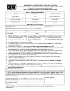 Minnesota Certificate of Birth Application