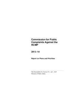 Commission for Public Complaints Against the RCMP 2013–14 Report on Plans and Priorities