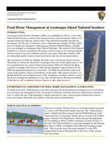 United States Department of the Interior National Park Service Assateague Island National Seashore
