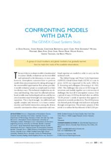 CONFRONTING MODELS WITH DATA The GEWEX Cloud Systems Study BY  DAVID RANDALL, STEVEN KRUEGER, CHRISTOPHER BRETHERTON, JUDITH CURRY, PETER DUYNKERKE,* MITCHELL