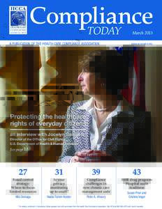 Compliance TODAY March 2015 a publication of the health care compliance association